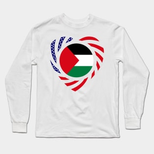 Palestinian American Multinational Patriot Flag Series (Heart) Long Sleeve T-Shirt